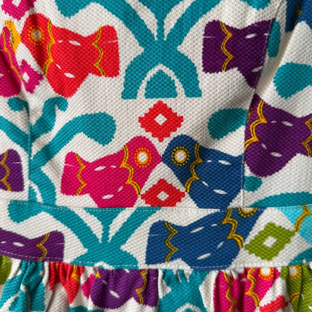 Anthro Judith March Aztec Bird Mini Dress Boho Festival Retro Fit & Flare L - Picture 5 of 8